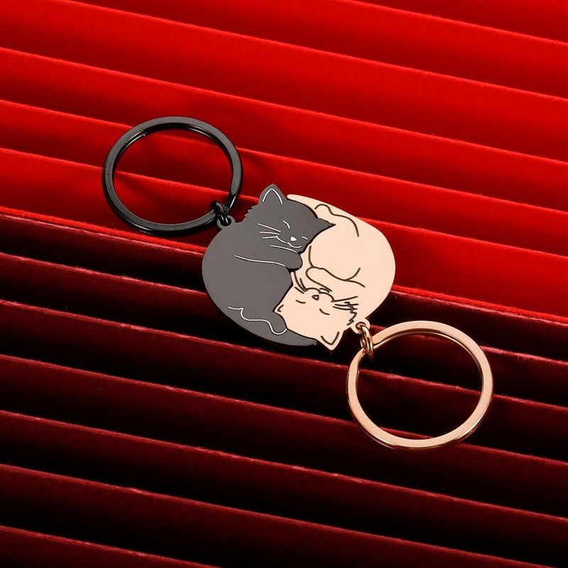 Vanlovemac Valentines Day Gifts for Her Him Cute Keychain for Boyfriend Girlfriend Best Friend Matching Couple Stuff for Wife Husband Cat Lover Fiancée National Girlfriends Day Gifts Boo Basket Stuffers - Image 2